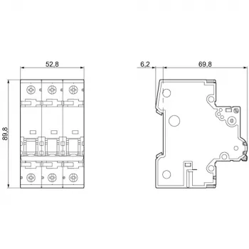 Siemens 5SY4335-7 3-polų automatinis jungiklis, C rakto charakteristika, 35 A, 400 V AC, 6 kA, DIN bėgelis