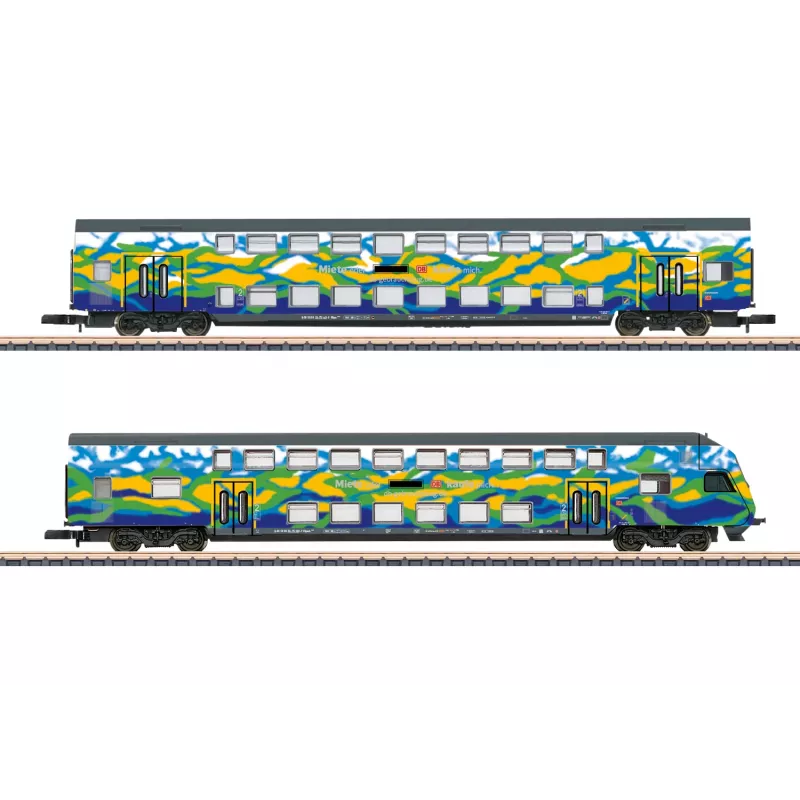 Märklin 87307 Z mēroga divstāvu vagonu komplekts Touristik 2 DB AG (1:220, 2 vagoni)