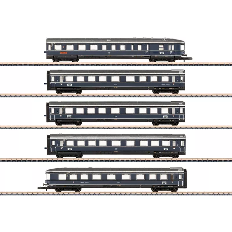 Märklin 087615 Z mēroga vagonu komplekts 'Blauer Enzian' DB, MHI (3 vagonu pasažieru komplekts)