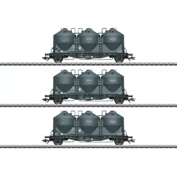 Märklin 48264 H0 3 gabalu komplekts putekļu silo vagoni Kds 67 no DB