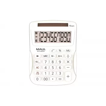 MAUL ECO MJ 555 galda kalkulators, balts, 12 cipari, divu veidu barošana 7263502