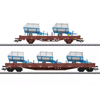 Märklin 46407 DB AG VI ēras platformu vagonu komplekts (2 vagoni, baļķu krava, H0)