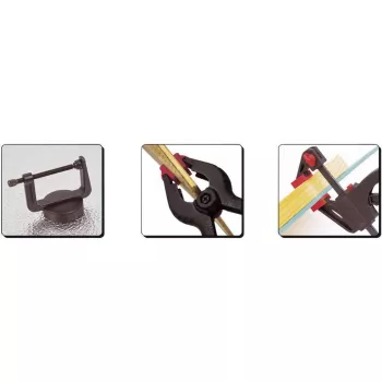 Brüder Mannesmann 16 daļu skavu komplekts – 4 G-veida skavas (50/75/100 mm) + 4 atsperes skavas (100 mm) 90317