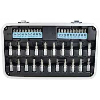 BRÜDER MANNESMANN QUANTOOL Q25003 116 gab. 1/4 inch sešstūra uzgaļu komplekts ar drošības uzgaļiem