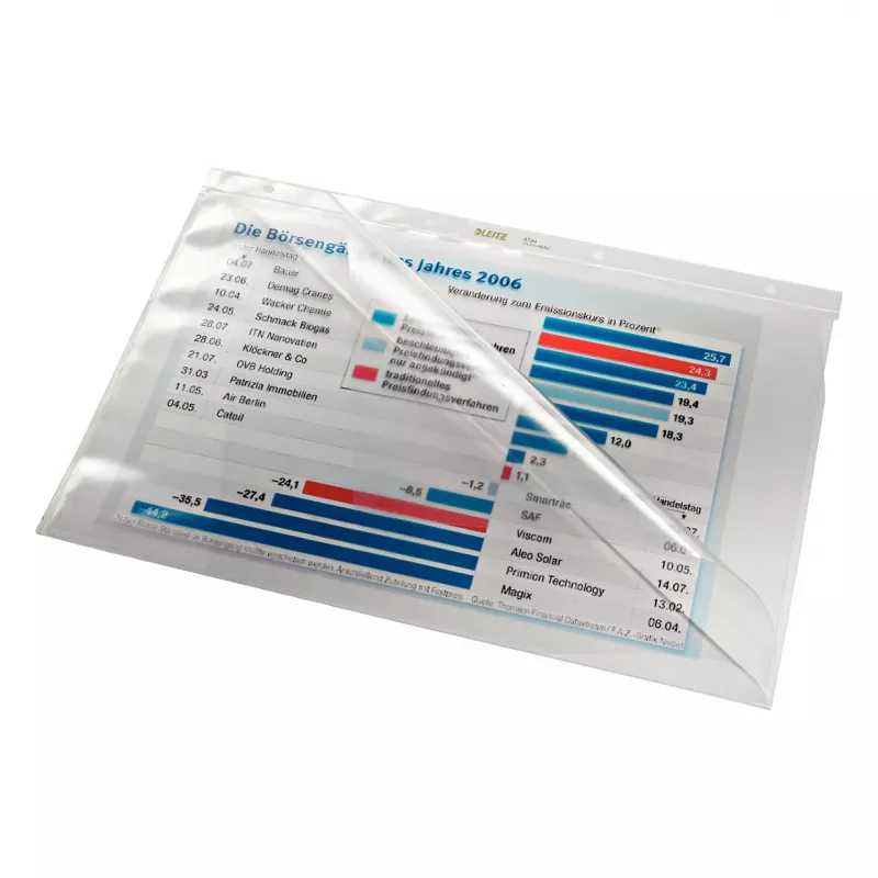 Leitz 4744-0000 PVC caurspīdīgs A4 dokumentu vāciņš, 2 caurumu, 50 gab.
