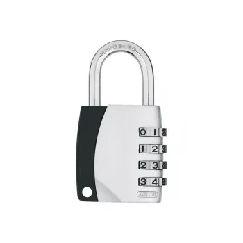 ABUS 155/40 koda atslēga ar 4 ciparu maināmu kodu, alumīnija korpuss, rūdīta tērauda sprādze, sudraba ABVS30890