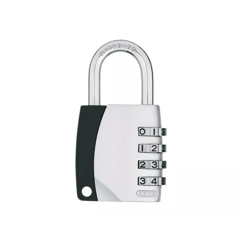 ABUS 155/40 koda atslēga ar 4 ciparu maināmu kodu, alumīnija korpuss, rūdīta tērauda sprādze, sudraba ABVS30890