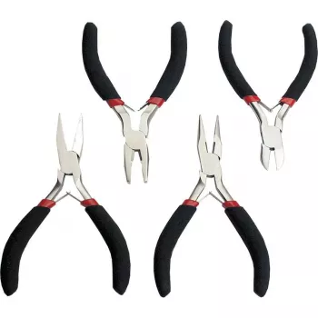 BRÜDER MANNESMANN 4-daļīgs pašatverošs elektronikas knaibles komplekts M10840, C50 instrumentu tērauds, 110 mm, kombinētās, sānu griezējas, plakanās, apaļās