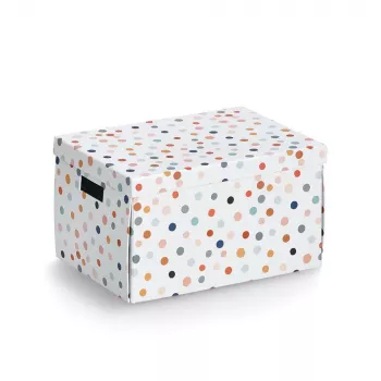 Zeller Dots uzglabāšanas kaste balta ar punktiem 25 x 35 x 20 cm 14475