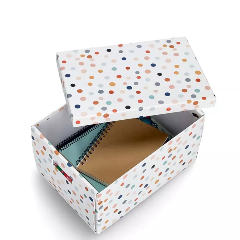 Zeller Dots uzglabāšanas kaste balta ar punktiem 25 x 35 x 20 cm 14475