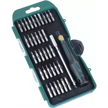 BRÜDER MANNESMANN precīzijas mehānikas uzgaļu komplekts, 36 daļas, 4mm sešstūra stiprinājums, rievotie, Phillips, Torx, sešstūra, Pentalobe, Tri-Wing, spanner, kvadrātveida, Pozidriv, ar 2-komponentu rokturi 29890