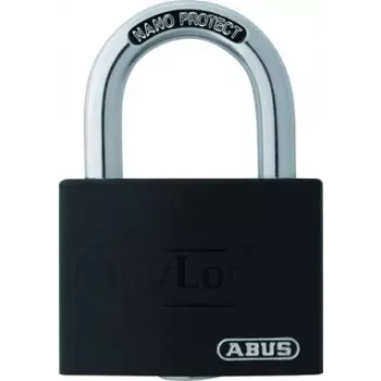 ABUS myLock T65AL/40 melna piekaramā atslēga 40 mm alumīnija korpuss rūdīta tērauda sprādze 802867