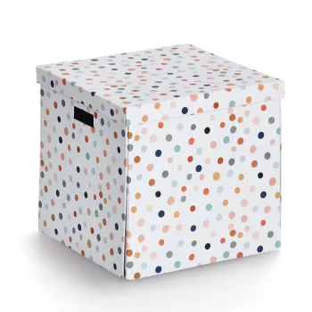 Zeller Dots balta uzglabāšanas kaste ar punktiņiem 33,5 x 33 x 32 cm 14476