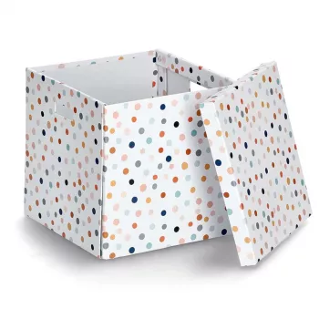 Zeller Dots balta uzglabāšanas kaste ar punktiņiem 33,5 x 33 x 32 cm 14476