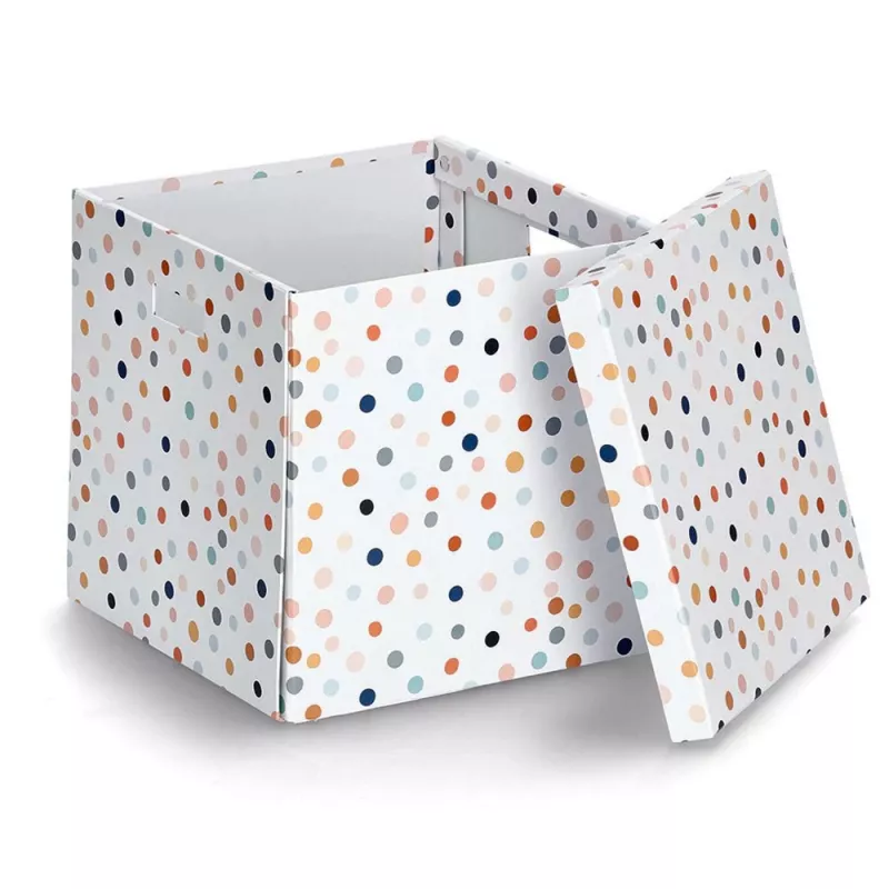 Zeller Dots balta uzglabāšanas kaste ar punktiņiem 33,5 x 33 x 32 cm 14476