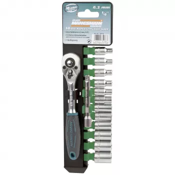 Brüder Mannesmann M29114 14 gabalu 1/4 inch uzgriežņu atslēgu komplekts, hroma vanādija tērauds, 4-13 mm