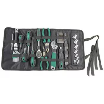 Brüder Mannesmann M21170 65 gabalu instrumentu komplekts tekstila somā, hroma vanādija tērauds, melns/zaļš