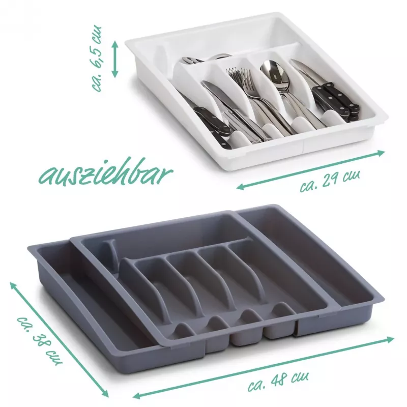 Zeller 24887 galda piederumu atvilktnes organizators, plastmasa, pelēks, 5 nodalījumi