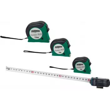 Brüder Mannesmann M80503 5 m mērlente ar 19 mm tērauda asmeni, gumijotu ABS korpusu, metriskā, II klase