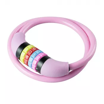 BURG WÄCHTER Trokšņa kabeļa velosipēda slēdzene 210 C 65 GIRLS, rozā, 650 mm tērauda trose, 4 ciparu kods, bērniem 39590