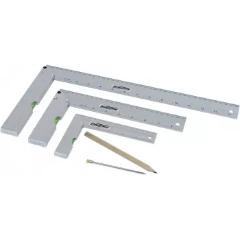 Brüder Mannesmann M81210 5 gabalu leņķmēru komplekts ar rīvi, rūdīts tērauds, metriskais, 100 mm lāpstiņa, 0-180° transportieris, 45° leņķmērs, centrēšanas leņķmērs, plastmasas futrālis 0418002