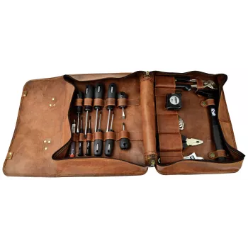 BRÜDER MANNESMANN M29048 24 gabalu rokas instrumentu komplekts īstas ādas somā
