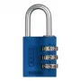 ABUS 466144 45mm masīva misiņa atslēdzams piekaramais lukturis ar rūdīta tērauda sprūdu, zils