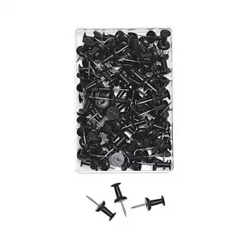 WEDO 54 201 melnas spraudītes, 100 gab., 12 mm adatas garums, 10 mm galviņas diametrs, caurspīdīga plastmasas kārba