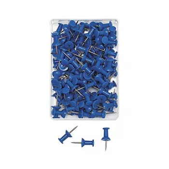 WEDO spraudītes zilas, 100 gab., 12 mm adatas garums, 10 mm galviņas diametrs, caurspīdīgā plastmasas kastītē 54 203