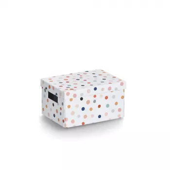 Zeller Dots uzglabāšanas kaste balta ar punktiem 18,0 cm x 25,0 cm 14474