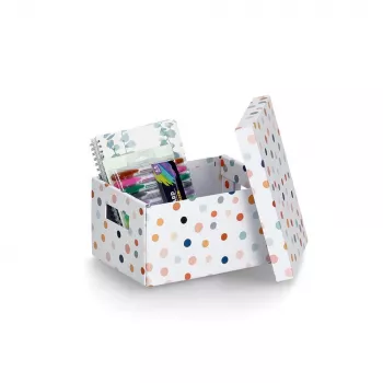 Zeller Dots uzglabāšanas kaste balta ar punktiem 18,0 cm x 25,0 cm 14474
