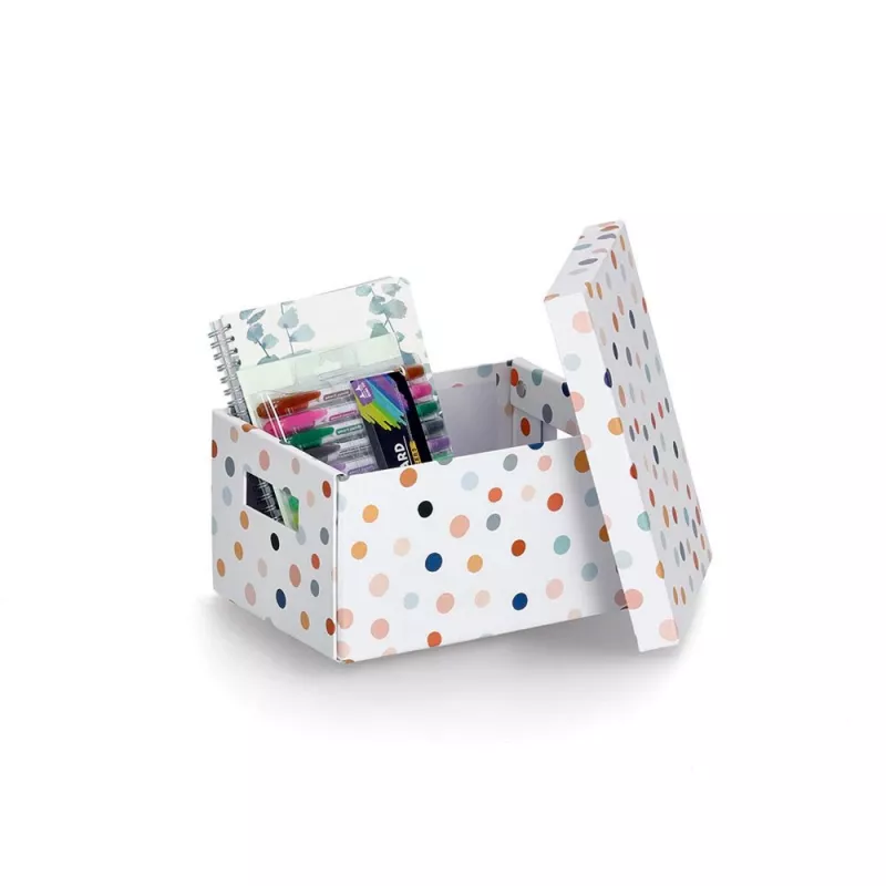 Zeller Dots uzglabāšanas kaste balta ar punktiem 18,0 cm x 25,0 cm 14474