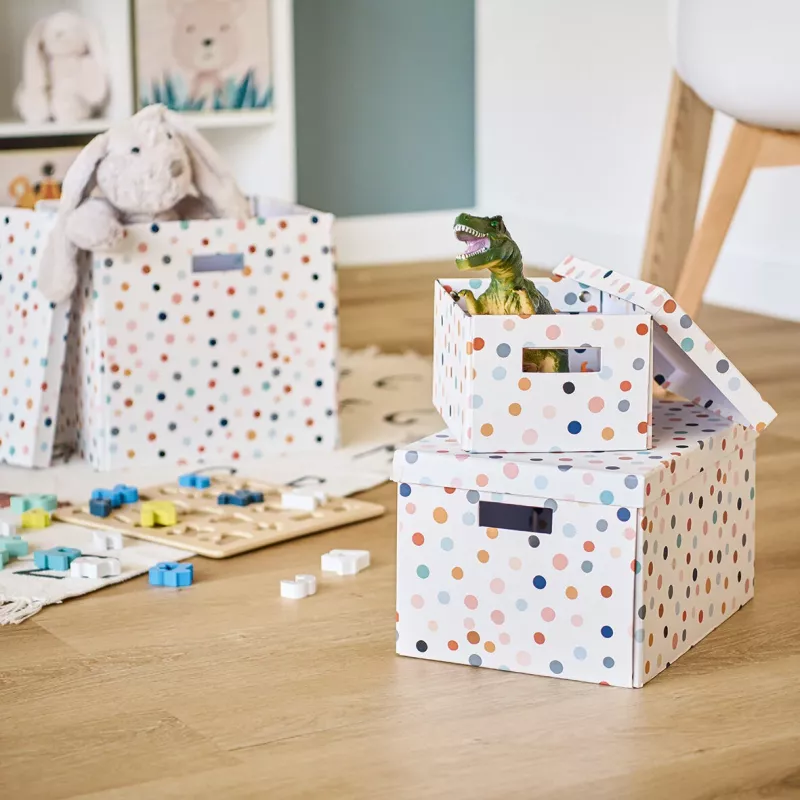Zeller Dots uzglabāšanas kaste balta ar punktiem 18,0 cm x 25,0 cm 14474