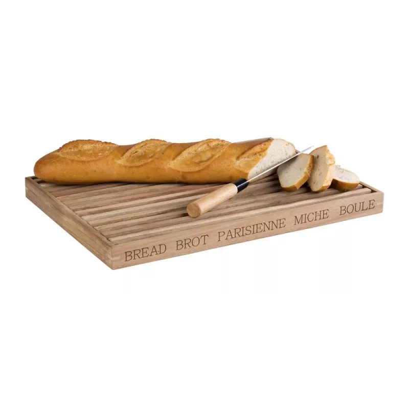 APS LETTER maizes griešanas dēlis 480x340x30 mm akācijas koks ar noņemamu drupatu paplāti