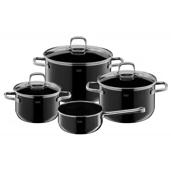 Silit Elegance Line 4 daļu katlu komplekts, Silargan melns, visu veidu plītīm, pret skrāpējumiem izturīgs, karstumizturīgs līdz 250°C 3201019232