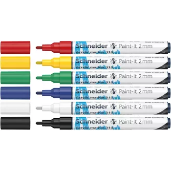 Schneider Paint-It 310 V1 akrila marķieru komplekts, dažādas krāsas, 2,0 mm lodes uzgalis, 6 gabali (120195)
