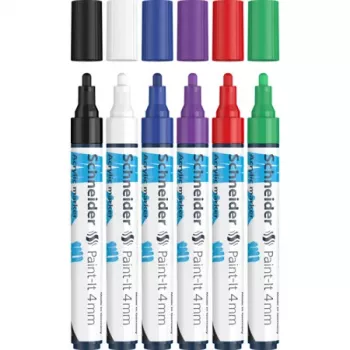 Schneider Paint-It 320 V1 akrila marķieru komplekts, 6 dažādas krāsas, 4,0 mm apaļš uzgalis 120295