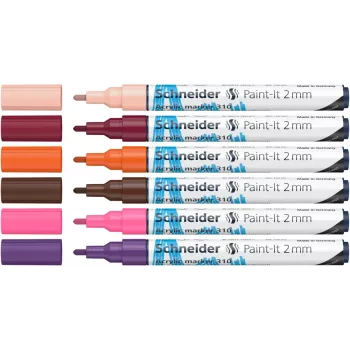 Schneider Paint-It 310 V3 akrila marķieru komplekts, dažādas krāsas, 2,0 mm, 6 gab. 120197