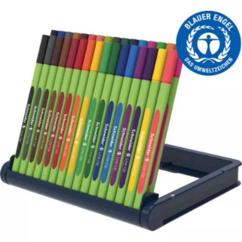 Schneider Edding Line-Up Fineliner pildspalvu komplekts, 32 dažādas krāsas, 0,3 mm metāla uzgalis, ūdens bāzes tinte, ergonomisks trīsstūrveida korpuss 191091