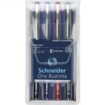 Schneider Edding One Business Stick lodīšu pildspalva, melna/zila/zaļa/sarkana, 4 gab.