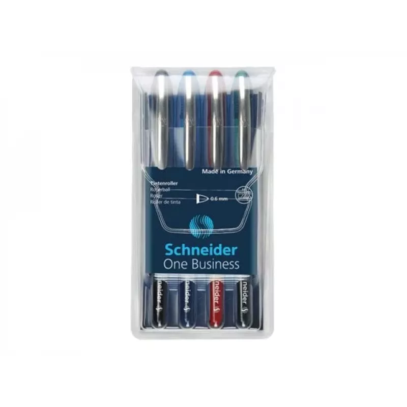 Schneider Edding One Business Stick lodīšu pildspalva, melna/zila/zaļa/sarkana, 4 gab.