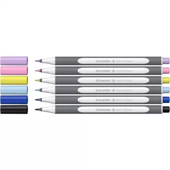 Schneider Paint-It 070 flomāsteru pildspalvu komplekts, 6 dažādas krāsas, 1 mm apaļš uzgalis, uz ūdens bāzes tintes, ventilējams drošības vāciņš ML07010502