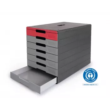 DURABLE IDEALBOX PLUS atvilktņu bloks DIN A4 ar 7 atvilktnēm, pelēks/sarkans 776303