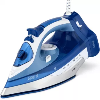 Clatronic DB 3706 sausā un tvaika gludeklis ar keramikas pēdiņu, zili balts, 2400 W, 263858