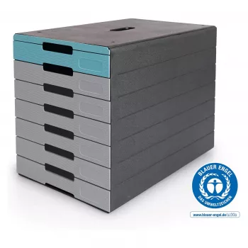 DURABLE IDEALBOX PLUS atvilktņu kaste, 7 atvilktnes, DIN A4, pelēka/zila, polistirols 776306