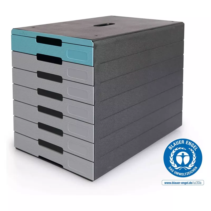 DURABLE IDEALBOX PLUS atvilktņu kaste, 7 atvilktnes, DIN A4, pelēka/zila, polistirols 776306