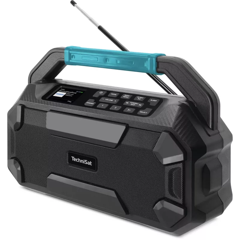TechniSat VIOLA 231 OD DAB+ un FM būvlaukuma radio ar Bluetooth, IPX4 šļakstu aizsardzība, melns