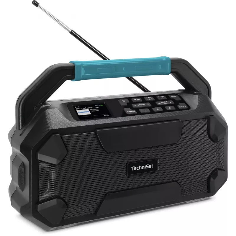 TechniSat VIOLA 231 OD DAB+ un FM būvlaukuma radio ar Bluetooth, IPX4 šļakstu aizsardzība, melns