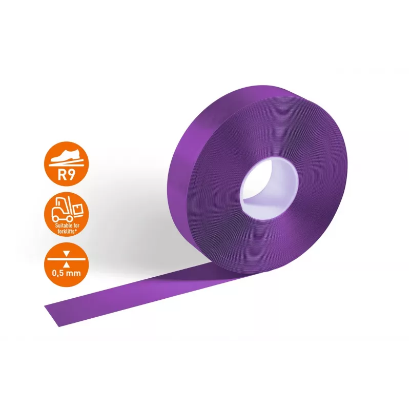 DURABLE DURALINE 50/05 pašlīmējošā grīdas marķēšanas lente, PVC, purpura, 50 mm x 5 m 102112