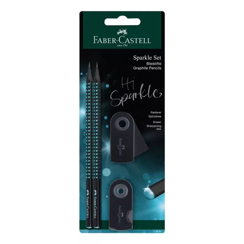 Faber-Castell Black Edition Midnight Ocean grafīta zīmuļu komplekts, 5 zīmuļi (B, 2B, 4B, 6B, 8B), trīsstūrveida ergonomisks korpuss, melns/zils gradients 118295